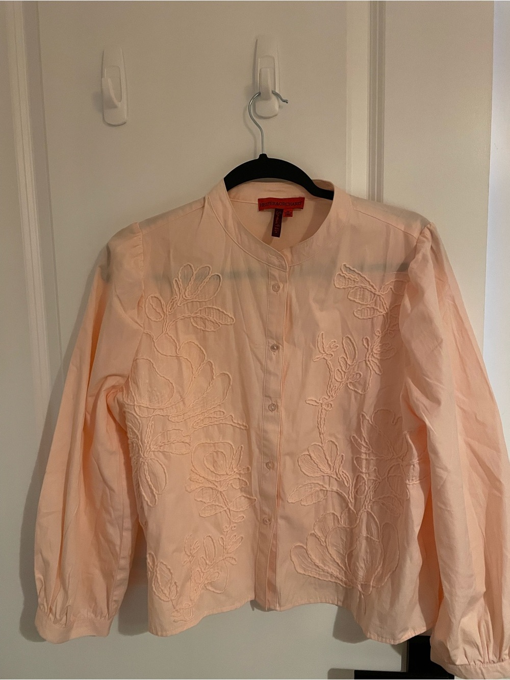 Women’s Peach Embroidered Button-Up blouse cotton Hester & Orchard